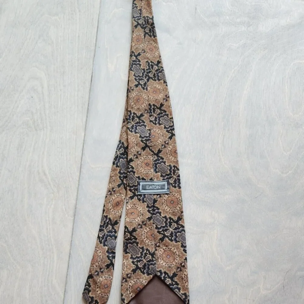 100% Cotton Eaton Tie Brown And‎ Black Patterned